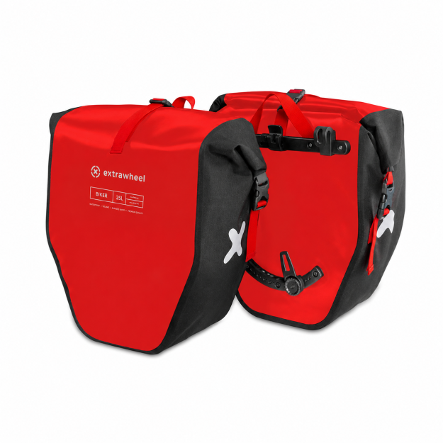 Extrawheel Sacs de vélo Biker PRO Red-Black 50L system Racktime/Tubus